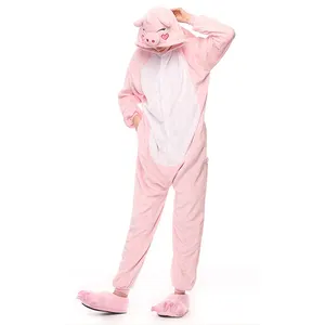 개인 공장 도매 unisex 분말 돼지 성인 onesie pajama set
