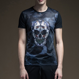 Mans été design de haute qualité <span class=keywords><strong>o</strong></span> cou manches courtes génial crâne mode noir sublimation t-shirt - Product Image 3