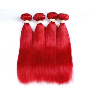 Rouge Brésilienne Droite Cheveux Humains Faisceaux Avec Fermeture De Dentelle 100 Grammes par Paquet 100% - Product Image 4