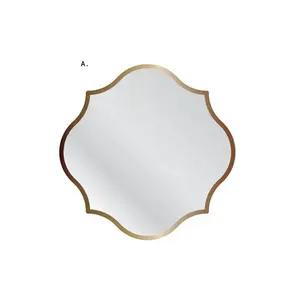 Mayco Antique Hall Style Gold Metal Frame Different Shape Flower Pattern Decorative Wall Mirror for Centerpiece