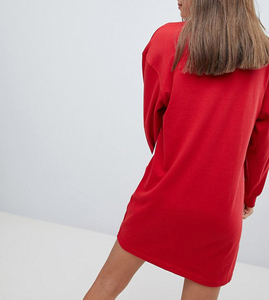 De la <span class=keywords><strong>mujer</strong></span> rojo/blanco de manga larga de la camiseta de Rugby vestido con Panel en contraste de - Product Image 2