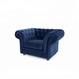 Moderne <span class=keywords><strong>Bleu</strong></span> <span class=keywords><strong>Velours</strong></span> Entièrement Tufté Chesterfield Salon Canapés Offre Spéciale - Product Image 3