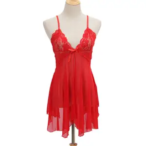 Babydoll de renda transparente multi cores, babydoll em lingerie sexy para mulheres roupa de dormir sexy