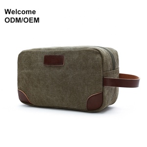 OEM ODM personalizado logotipo personalizado pequeño de lona de viaje cuero para <span class=keywords><strong>hombre</strong></span> colgante <span class=keywords><strong>neceser</strong></span> para hombres - Product Image 1
