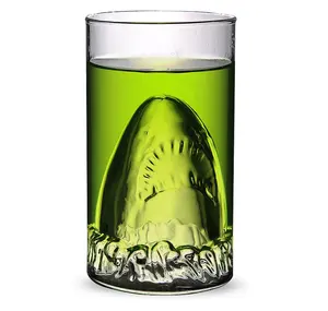 Handgemaakte Double Wall Bierglas Mok Shark Vorm Glas Wijn Cup