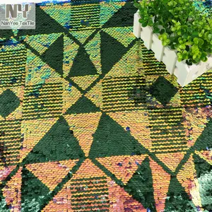 Nanoyee — Textile irisé de Style ethnique, tissu à paillettes avec coquille Aztec profonde en forêt