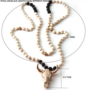 Collar con colgante de cuerno de piedra blanco y Ave, collar de calavera de vaca, joyería Tribal Bohemia - Product Image 4