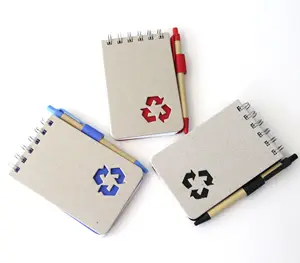 Mini Größe Recycle Kraft Papier Sprial Notebook Mit Stift