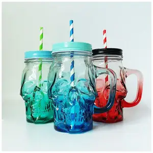 Hot bán 500 ml Sán Đầu glass mason jar với rơm bia thủy tinh cốc uống cốc cho Nước Nước Trái Cây Sữa