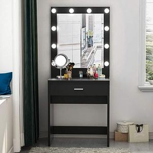 <strong>Black</strong> Makeup Dresser Desk <strong>Dressing</strong> <strong>Table</strong> With LED Light and Mirror - Product Image 2