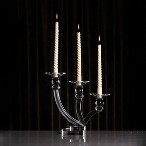 <strong>Beautiful</strong> Crystal Wedding 3Arm <strong>Candle</strong> <strong>Holder</strong> Wedding Event Centerpieces Crystal Glass Candlestick
