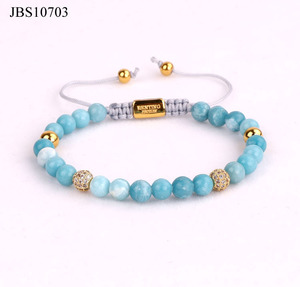 Renting <strong>Jewelry</strong> New Design Luxury Gemstone Small Bead Engrave Logo CZ Ball Natural Stone Macrame <strong>Bracelet</strong> Women JBS10705 - Product Image 4