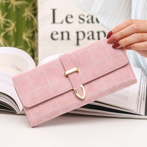 Portafogli da <span class=keywords><strong>donna</strong></span> di nuova moda con coulisse in pelle Nubuck con cerniera <span class=keywords><strong>portafoglio</strong></span> da <span class=keywords><strong>donna</strong></span> con Design lungo borsa due pieghe più pochette di colore - Product Image 4