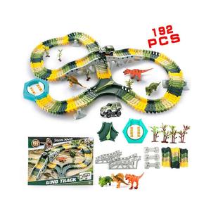 <span class=keywords><strong>Dinosauro</strong></span> giocattoli 192 pezzi auto da corsa Set pista flessibile-mondo giurassico con dinosauri, veicolo militare, alberi, giradischi, piste - Product Image 3