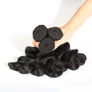Cabello humano 100%, vendedores de cabello Virgen al por mayor, Paypal, acepta rizos hinchables, paquetes de cabello virgen Funmi - Product Image 1