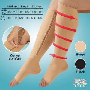 Chaussettes <span class=keywords><strong>de</strong></span> compression à bout ouvert au genou avec fermeture à glissière 15-20 MmHg Support 3 tailles - Product Image 2