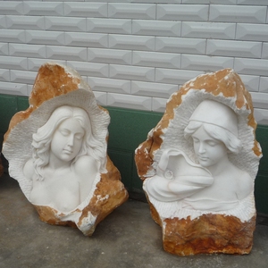 Statue de marbré d'intérieur, pierre en forme de belle femme, buste, taille de vie - Product Image 3