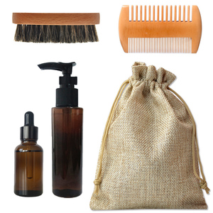 Man wooden boar bristle and Beech beard beard comb brush set kit beard - Product Image 5