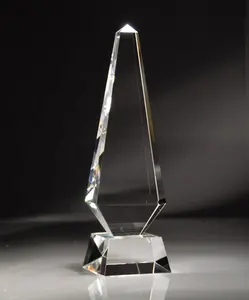 Hot selling custom logo engraved transparent crystal award trophy cup for business souvenir
