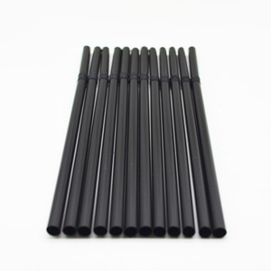 100% biodégradable et Compostable PLA 6mm Noir En <span class=keywords><strong>Plastique</strong></span> Paille Coudée - Product Image 1
