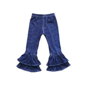 Детские высококачественные джинсовые брюки для девочек возрастная группа лучшие состаренные джинсы с колокольчиком для пышных девочек
