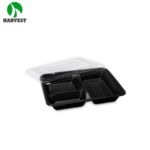 식품 블랙 일회용 식품 플라스틱 도시락 플레이트 컨테이너 뚜껑