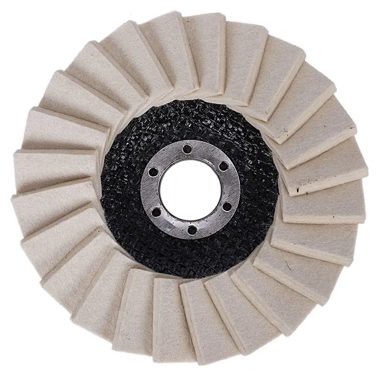 Circular Top-level Wool Felt Fabric Flap Discs Polish Pad with Metal Hole
