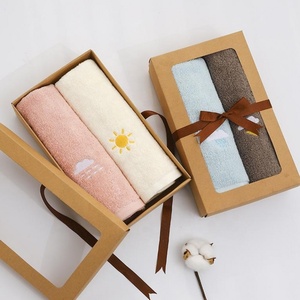 Recycled Custom logo Printing Brown Kraft Paper <strong>Towel</strong> Packaging Gift <strong>Box</strong> with Ribbon,kraft paper <strong>Box</strong> with Pvc Window - Product Image 3