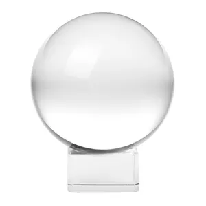 热卖100毫米风水风格K9玻璃透明水晶球体球 (含底座)