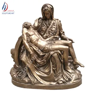גודל גדול ברונזה פייטה פסל עם ישו ומרי פיסול