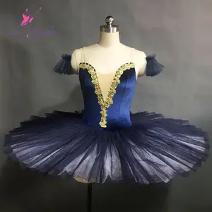 Темно-синий бархатный лиф с 7 слоями жесткой тюлевой пачки для оладий профессиональная балетная танцевальная пачка BLL117