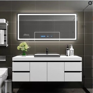 Tocador iluminado de lujo espejo de maquillaje dormitorio tocador de baño con música Altavoz Bluetooth, tocador de espejo de baño - Product Image 3