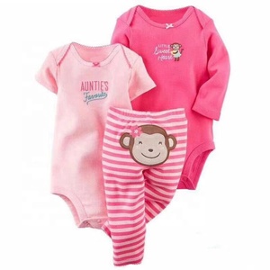 Prezzo di fabbrica 100% cotone 3 pcs Neonato colorata estate Tute pantaloni vestiti del bambino del pagliaccetto - Product Image 6