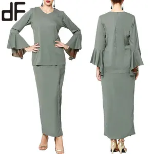 2023 Raya célébration nouveau modèle de conception de vêtements islamiques baja Kurung moderne Kebaya Sulam Satin baja Kurung vente en gros