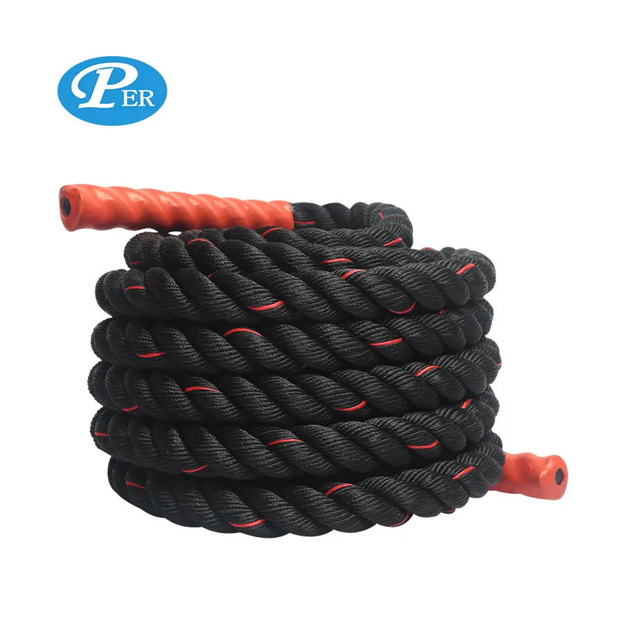 three stand polyamide battle rope with anchor climbing fitness exercises sport