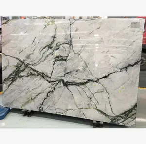 Orchid Jade White Marble Slabs With Green Vein For Kitchen Countertops