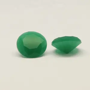 Ronde Cut Emerald Green Frosted Jade Glas