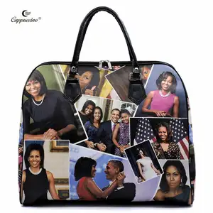 Custom design pictures printing Magazine Cover Collage Carry On Duffle Bag women tote handbag