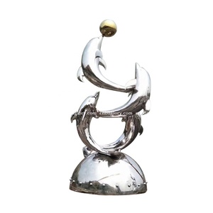 Decoración <span class=keywords><strong>de</strong></span> jardín al aire libre Escultura <span class=keywords><strong>de</strong></span> fuente <span class=keywords><strong>de</strong></span> delfines y peces <span class=keywords><strong>de</strong></span> acero inoxidable Artesanía <span class=keywords><strong>de</strong></span> metal Arte <span class=keywords><strong>de</strong></span> paisaje acuático - Product Image 6