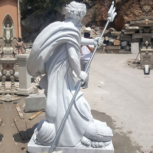 <span class=keywords><strong>Escultura</strong></span> de mármol blanco griego de tamaño natural de Poseidón para jardín exterior italiano - Product Image 3