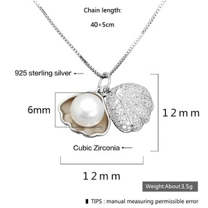 ML77 Korean Elegant 925 <strong>Sterling</strong> <strong>Silver</strong> Zircon <strong>Pearl</strong> Ocean Sea Shell Shape Summer Beach Fine Jewelry <strong>Necklace</strong> for Women - Product Image 5