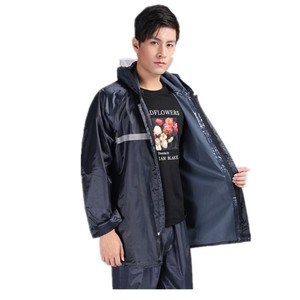 Oxford Cloth 300D <strong>Waterproof</strong> Navy Modern Rainsuit with Reflective Strips and Attached Hood <strong>Overalls</strong> for Fishing - Product Image 3