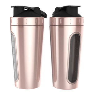 800ml En Acier Inoxydable Bouteille de Secoueur de Protéine Lave-Vaisselle Sport Mélangeur Bouteille <span class=keywords><strong>D</strong></span>'eau Shaker avec Fenêtre Visible Étanche - Product Image 2