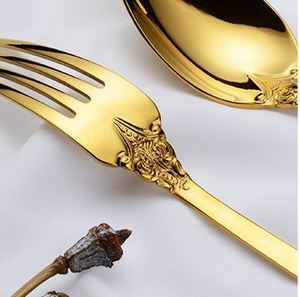 Popular Royal Palace <strong>Style</strong> 18/10 Gold Stainless <strong>Steel</strong> <strong>Cutlery</strong> with Fork Knife and Spoon