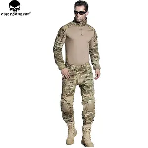 EMERSONGEAR エアガントレーニング服戦闘シャツと肘膝パッドマルチカム迷彩スーツ狩猟制服