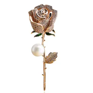 Saint-Valentin Mode Élégant strass Rose Rose fleur Broches et Broches