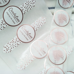 OEM Private Design Rose Gold Foil Clear Round Sticker <strong>Transparent</strong> <strong>Label</strong> - Product Image 5