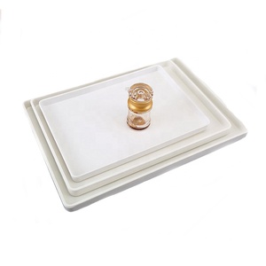 OEM personalizado 35*25,2 cm MagiDeal Hotel bandeja de servir refrescos comida bebida Cocina de melamina de plástico blanco - Product Image 2