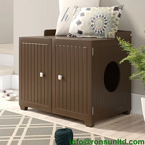 Moderne Beistell tisch Holz Haustier Möbel Katzen haus nach Hause Katze Katzen toilette mit zwei Türen - Product Image 5