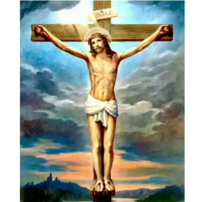 Fábrica Preço Atacado Pintura Diamante Religiosa Cruz Jesus 5d Pintura Diamante Broca Quadrada Canvas Pintura Wall Art